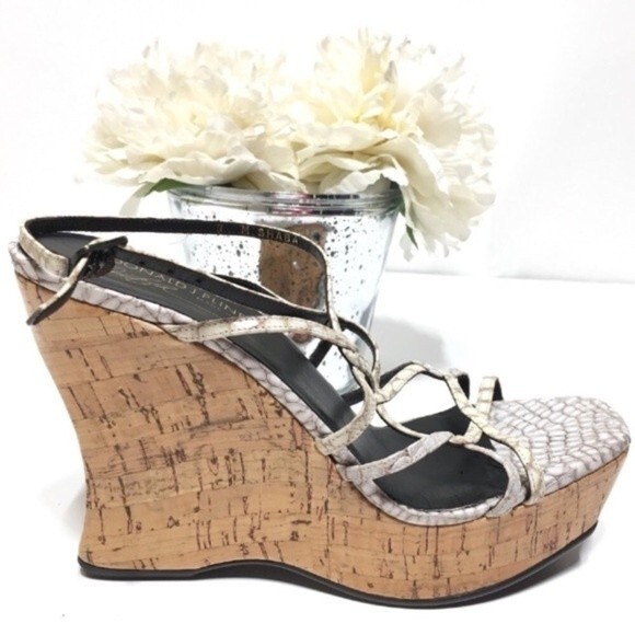 Donald J. Pliner Shoes - Donald J. Pliner Shaba Ankle Strap Cork Wedge 8